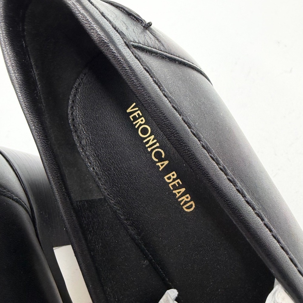 Veronica Beard Penny 70 Loafer Pumps Black Leather Block‎ Heels Sz 8.5 - Picture 7 of 12